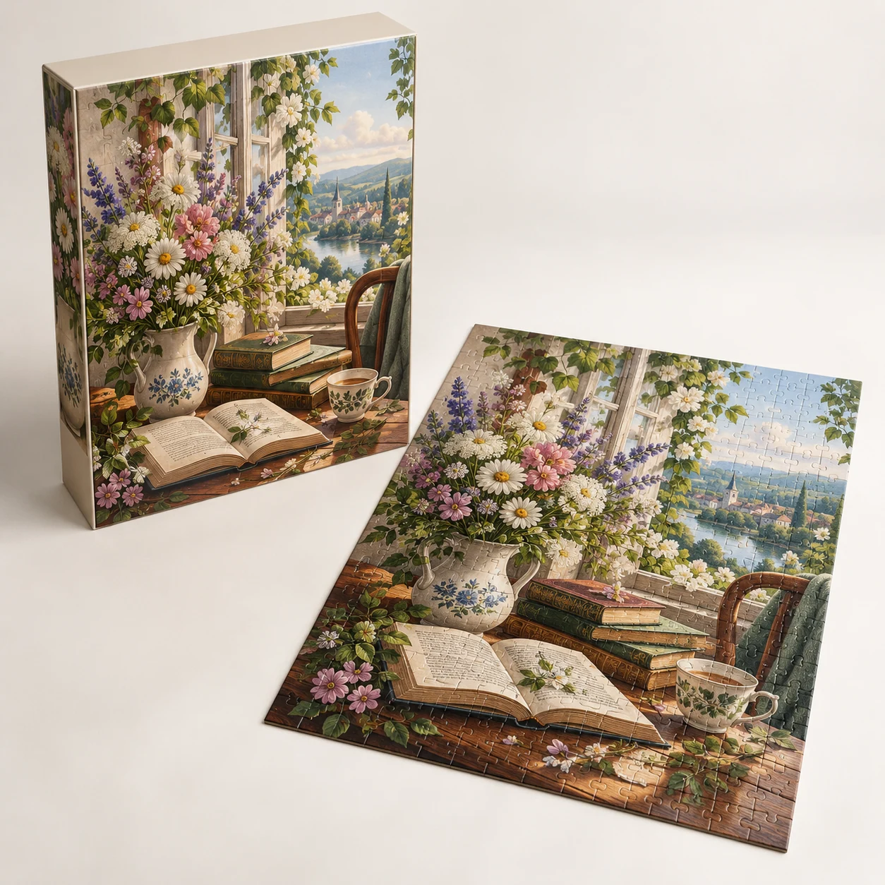 Buchcover-Puzzle für Verlage – realistische KI-Visualisierung einer möglichen Ausführung