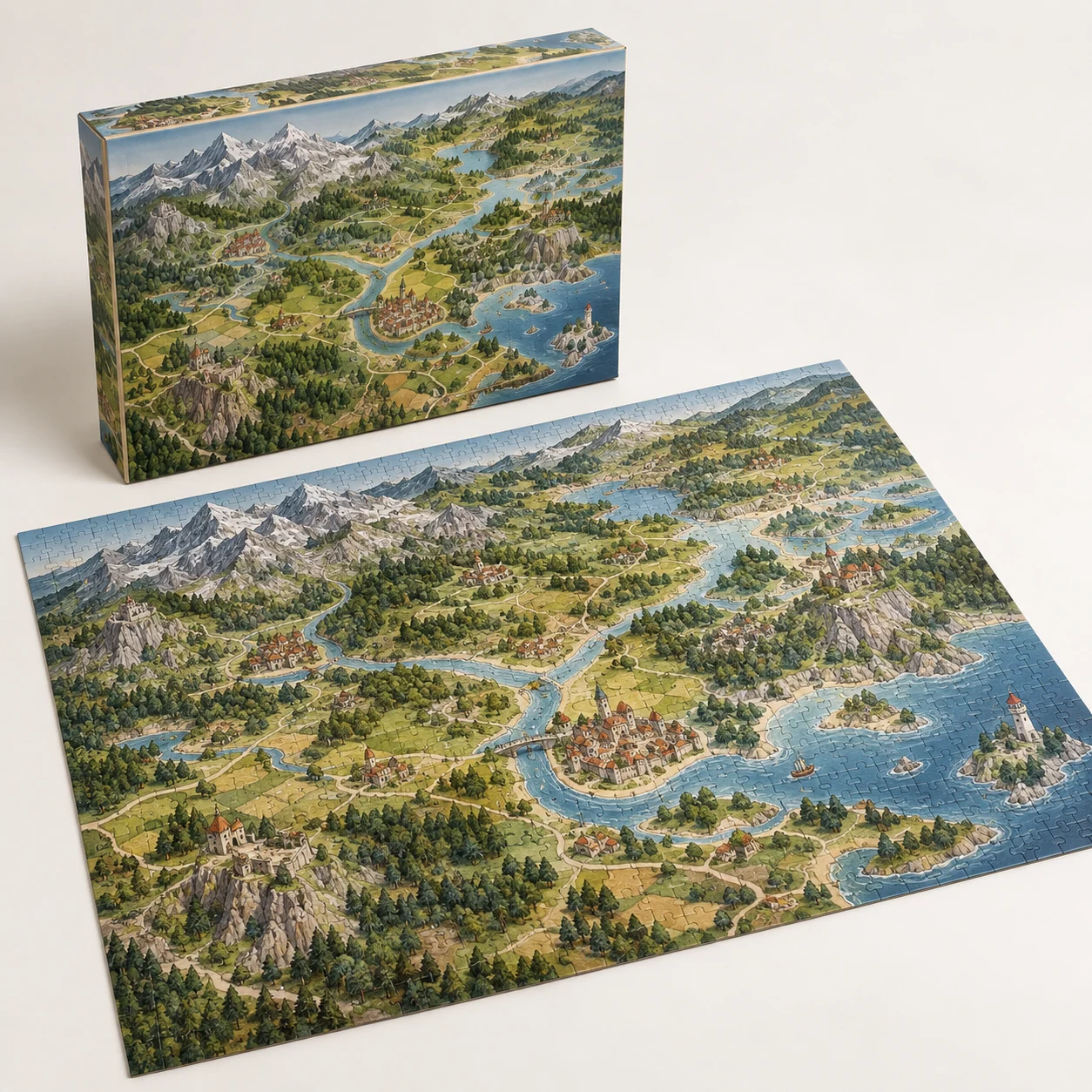 Landkarten-Puzzle für Regionen – realistische KI-Visualisierung einer möglichen Ausführung
