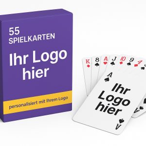 Individuelle Spielkarten 55 Blatt mit Firmenlogo – Beispielprodukt Auftrag Spiele