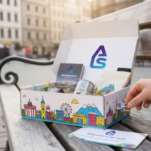 City-Edition Geschenkbox für Souvenirs – personalisierte Stadt-Verpackung von Auftrag Spiele.